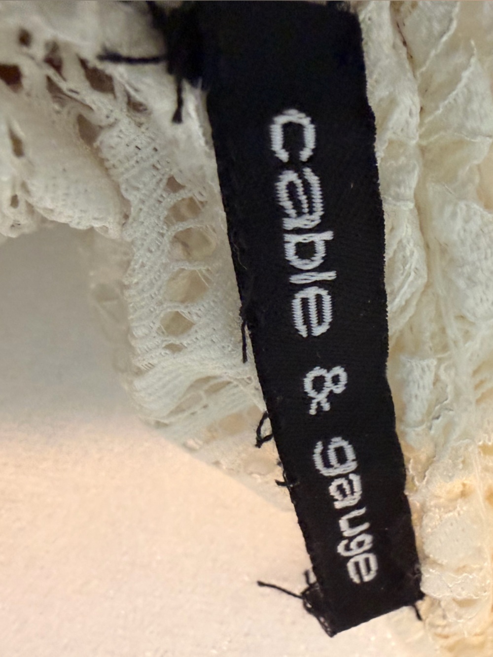 Cable & Gauge Cream Lace Mock Neck Long Sleeve Blouse - Picture 3 of 3